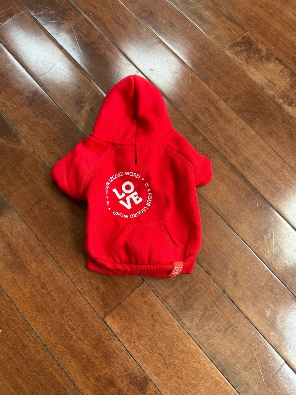 Reddy Red “LOVE” Dog Hoodie Sweatshirt, size XS
